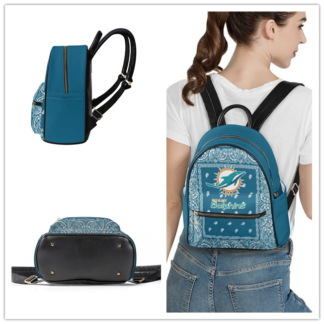 Miami Dolphins PU Leather Casual Backpack 001